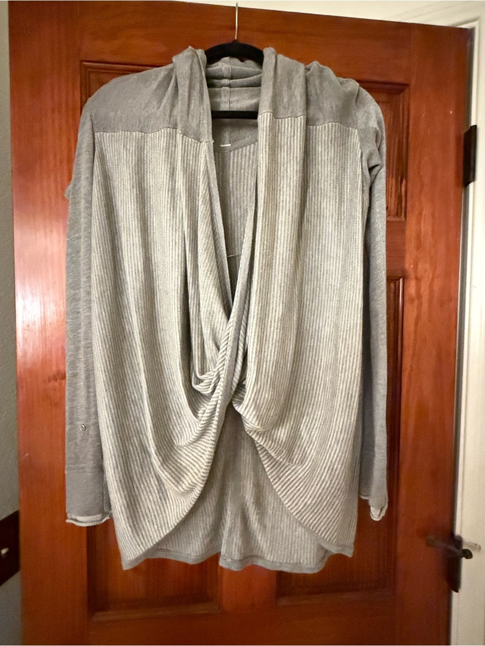 lululemon athletica Light Gray Draped Twist-Front Open Cardigan